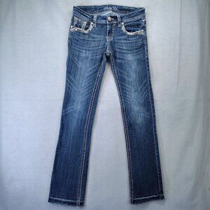 Grace In L.A. Blue Denim Embroidered Jeans Size 27